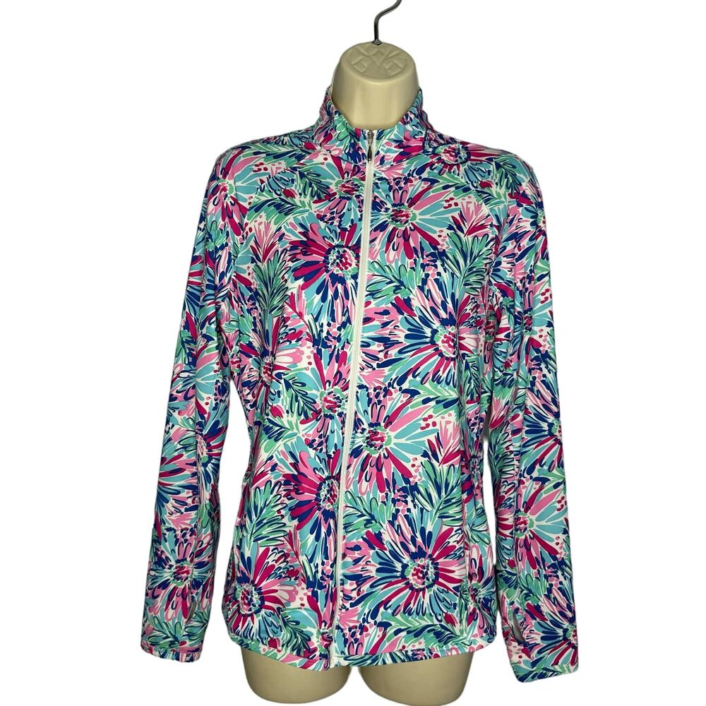San Soleil UPF 50 Full Zip Lightweight Full Zip Jacket Floral Golf Performance S
